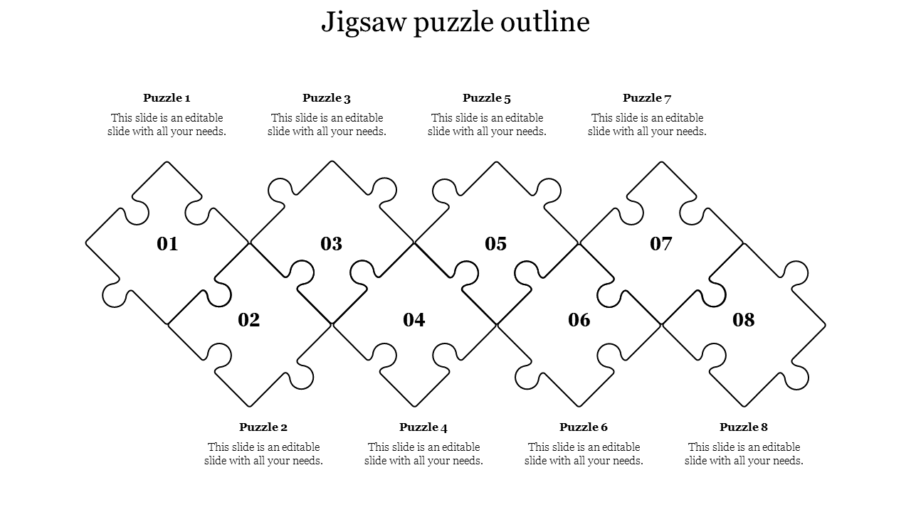 Editable Jigsaw Puzzle Outline Presentation Template